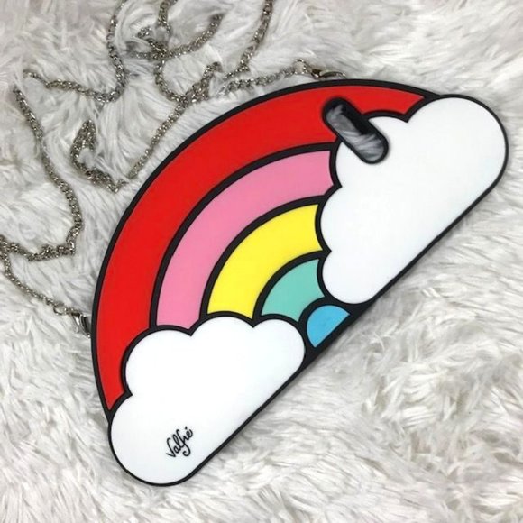 Iphone 7 Plus/ 8 Plus 3D Silicone Rainbow Clouds Case w/ Metal Detachable Chain - Picture 1 of 5